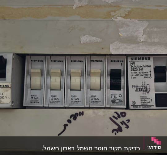 לוח חשמל עם מפסקים של סימנס